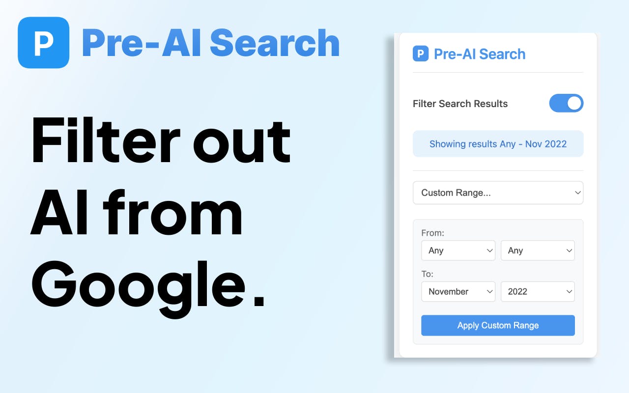 Pre-AI Search - Filter Google AI Content