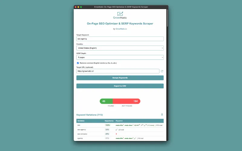 GrowMatic SEO Chrome Browser Extension